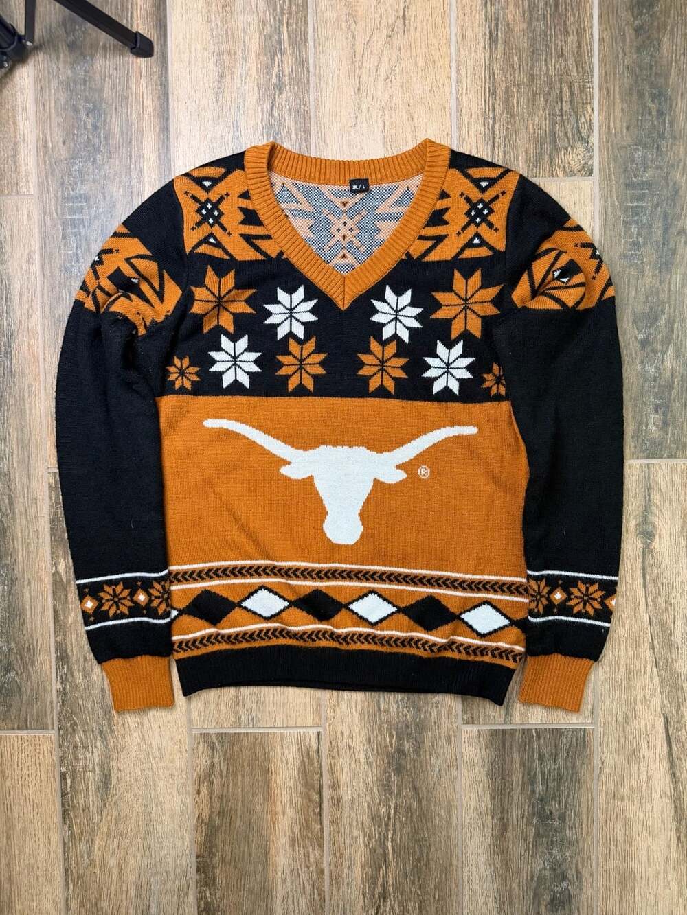 Texas Longhorns Christmas Sweater Womens Size XL/L Fair Isle Bevo